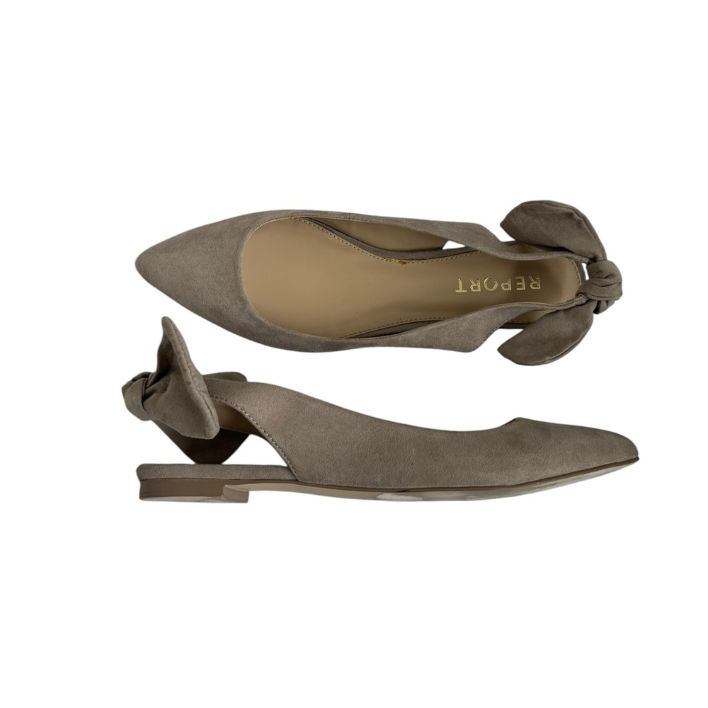 Report Shania classic taupe nude slip on sling back bow detail flat shoes  9 1/2